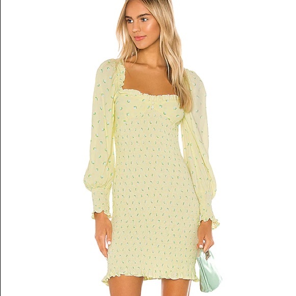 Yellow Gombardy Mini Dress 